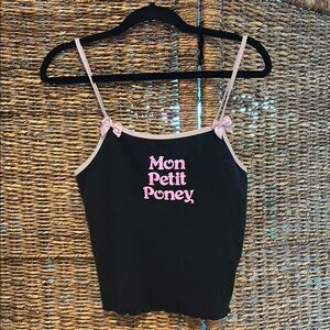 Dolls Kill My Little Pony Black and Pink Women's Top Large